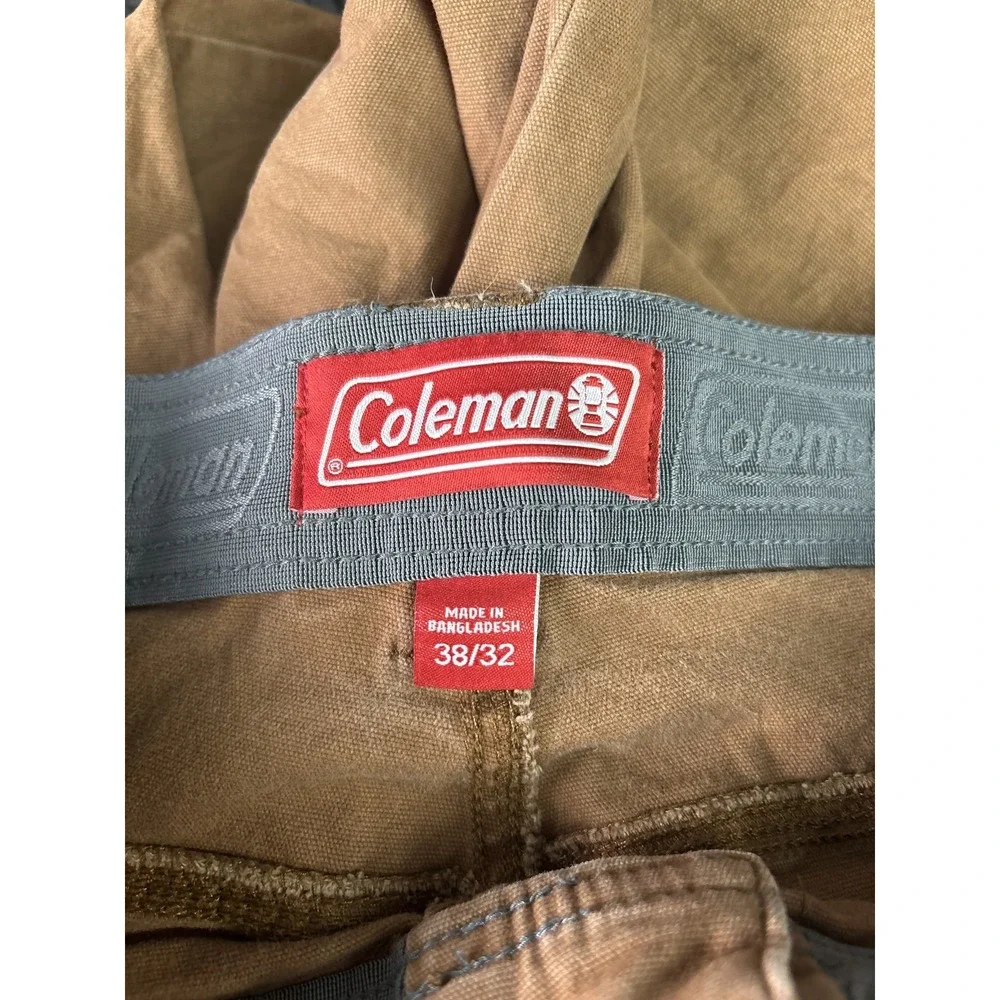 Coleman Men's Tan Canvas Carpenter Work Pants Size 38x32 Relaxed Fit